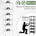 BestMassage Scaffale a 6 Ripiani in Filo, Scaffalatura in Metallo Robusta con Base Stabile per Organizzare Libri, Giocattoli, Vestiti, Utensili da Cucina