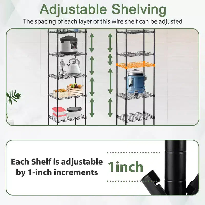 BestMassage Scaffale a 6 Ripiani in Filo, Scaffalatura in Metallo Robusta con Base Stabile per Organizzare Libri, Giocattoli, Vestiti, Utensili da Cucina