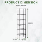 BestMassage Scaffale a 6 Ripiani in Filo, Scaffalatura in Metallo Robusta con Base Stabile per Organizzare Libri, Giocattoli, Vestiti, Utensili da Cucina