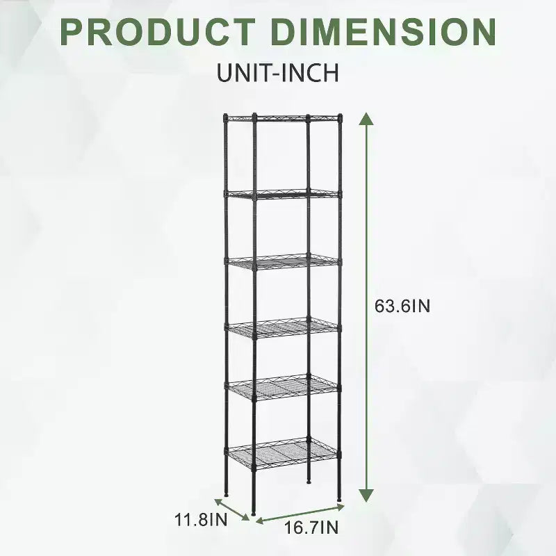 BestMassage Scaffale a 6 Ripiani in Filo, Scaffalatura in Metallo Robusta con Base Stabile per Organizzare Libri, Giocattoli, Vestiti, Utensili da Cucina