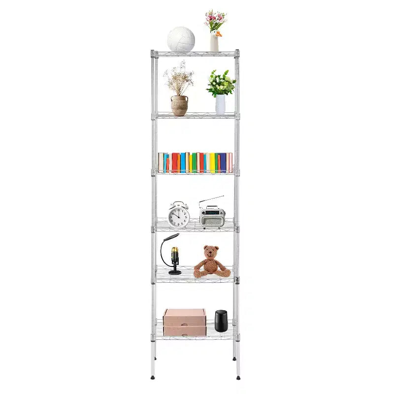 BestMassage Scaffale a 6 Ripiani in Filo, Scaffalatura in Metallo Robusta con Base Stabile per Organizzare Libri, Giocattoli, Vestiti, Utensili da Cucina