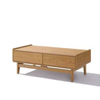LuxenHome Tavolino da Caffè Moderno di Metà Secolo con Contenitore, Tavolo Rettangolare da 47 Pollici in Legno di Quercia Summer per Soggiorno, Casa e Ufficio Marrone