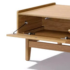 LuxenHome Tavolino da Caffè Moderno di Metà Secolo con Contenitore, Tavolo Rettangolare da 47 Pollici in Legno di Quercia Summer per Soggiorno, Casa e Ufficio Marrone