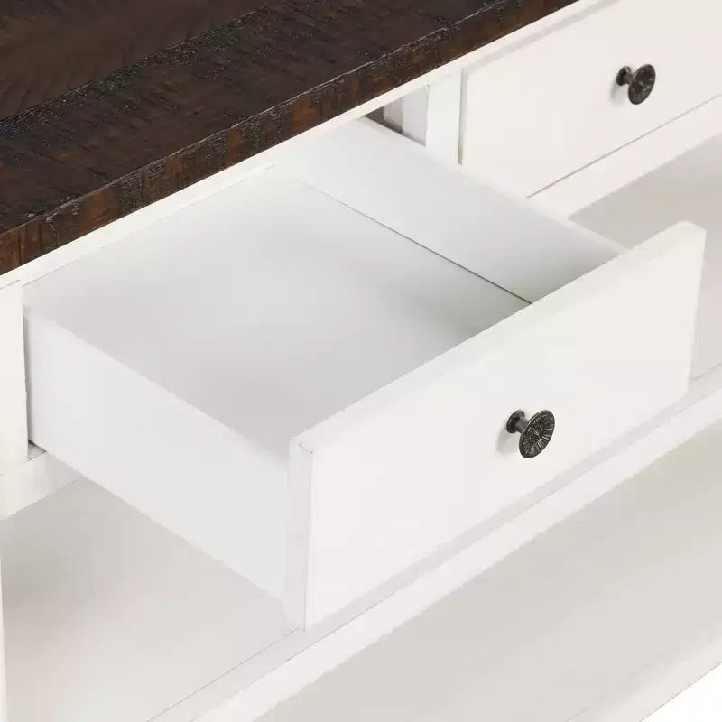 Tavolo Consolle Whisen dal design classico vintage con 3 cassetti e 2 ripiani
