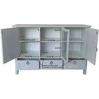 Kings Brand Furniture Evans, Credenza/Mobile Contenitore/Tavolo Consolle con Armadietti, Bianco