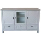 Kings Brand Furniture Evans, Credenza/Mobile Contenitore/Tavolo Consolle con Armadietti, Bianco