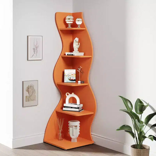 Libreria angolare da parete a 5 ripiani a forma di alga marina