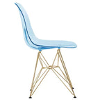 LeisureMod Cresco Sedia da pranzo moderna in acrilico con base Eiffel in cromo dorato, elegante sedia d'accento per sala da pranzo, cucina o ufficio contemporanei