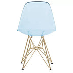 LeisureMod Cresco Sedia da pranzo moderna in acrilico con base Eiffel in cromo dorato, elegante sedia d'accento per sala da pranzo, cucina o ufficio contemporanei