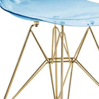 LeisureMod Cresco Sedia da pranzo moderna in acrilico con base Eiffel in cromo dorato, elegante sedia d'accento per sala da pranzo, cucina o ufficio contemporanei