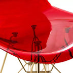 LeisureMod Cresco Sedia da pranzo moderna in acrilico con base Eiffel in cromo dorato, elegante sedia d'accento per sala da pranzo, cucina o ufficio contemporanei
