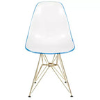 LeisureMod Cresco Sedia da pranzo moderna in acrilico con base Eiffel in cromo dorato, elegante sedia d'accento per sala da pranzo, cucina o ufficio contemporanei