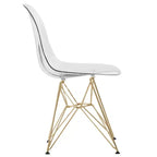 LeisureMod Cresco Sedia da pranzo moderna in acrilico con base Eiffel in cromo dorato, elegante sedia d'accento per sala da pranzo, cucina o ufficio contemporanei