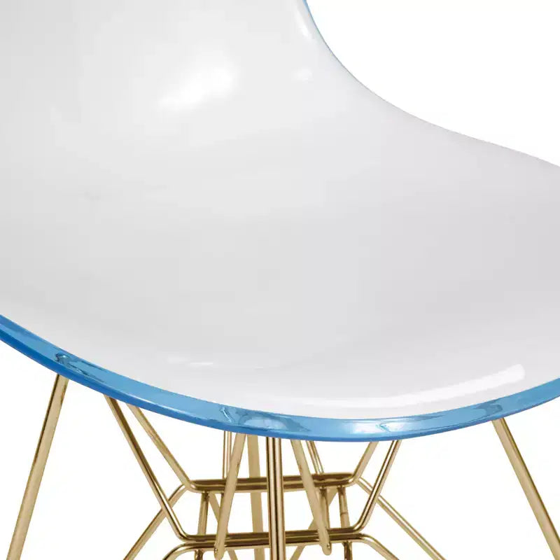 LeisureMod Cresco Sedia da pranzo moderna in acrilico con base Eiffel in cromo dorato, elegante sedia d'accento per sala da pranzo, cucina o ufficio contemporanei
