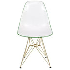 LeisureMod Cresco Sedia da pranzo moderna in acrilico con base Eiffel in cromo dorato, elegante sedia d'accento per sala da pranzo, cucina o ufficio contemporanei