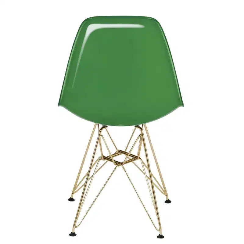 LeisureMod Cresco Sedia da pranzo moderna in acrilico con base Eiffel in cromo dorato, elegante sedia d'accento per sala da pranzo, cucina o ufficio contemporanei