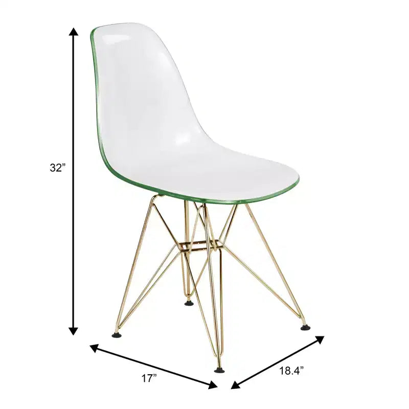 LeisureMod Cresco Sedia da pranzo moderna in acrilico con base Eiffel in cromo dorato, elegante sedia d'accento per sala da pranzo, cucina o ufficio contemporanei