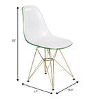 LeisureMod Cresco Sedia da pranzo moderna in acrilico con base Eiffel in cromo dorato, elegante sedia d'accento per sala da pranzo, cucina o ufficio contemporanei