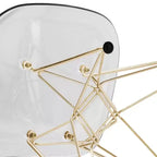 LeisureMod Cresco Sedia da pranzo moderna in acrilico con base Eiffel in cromo dorato, elegante sedia d'accento per sala da pranzo, cucina o ufficio contemporanei
