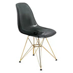 LeisureMod Cresco Sedia da pranzo moderna in acrilico con base Eiffel in cromo dorato, elegante sedia d'accento per sala da pranzo, cucina o ufficio contemporanei