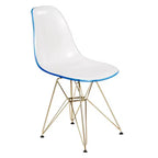 LeisureMod Cresco Sedia da pranzo moderna in acrilico con base Eiffel in cromo dorato, elegante sedia d'accento per sala da pranzo, cucina o ufficio contemporanei