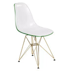 LeisureMod Cresco Sedia da pranzo moderna in acrilico con base Eiffel in cromo dorato, elegante sedia d'accento per sala da pranzo, cucina o ufficio contemporanei