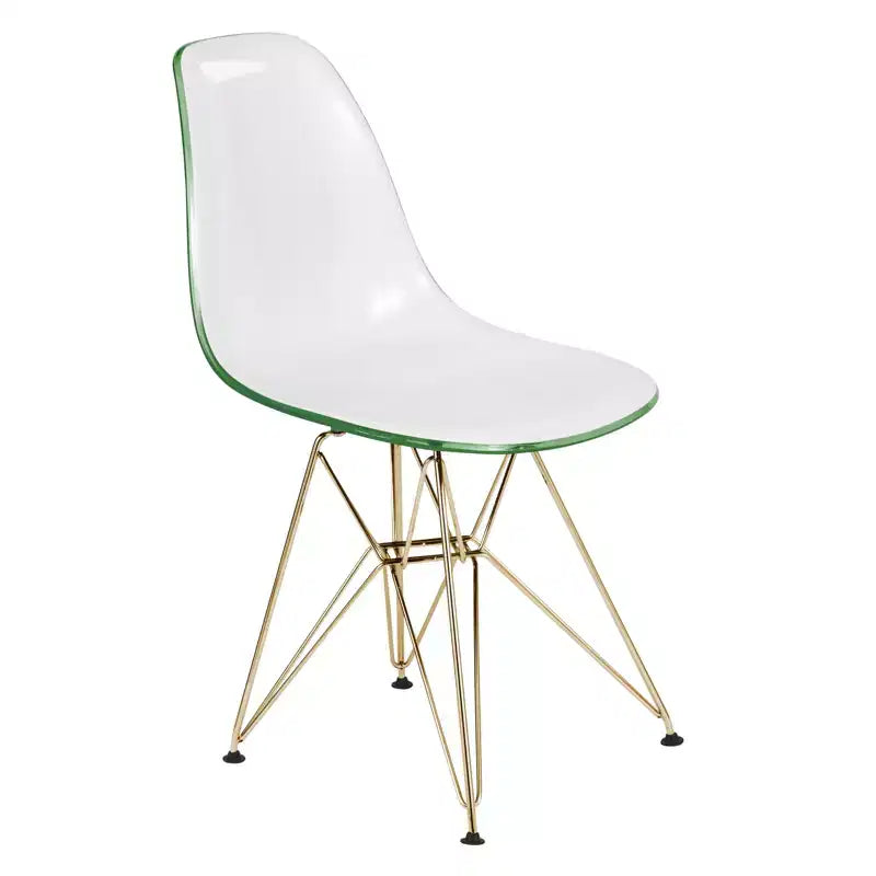 LeisureMod Cresco Sedia da pranzo moderna in acrilico con base Eiffel in cromo dorato, elegante sedia d'accento per sala da pranzo, cucina o ufficio contemporanei