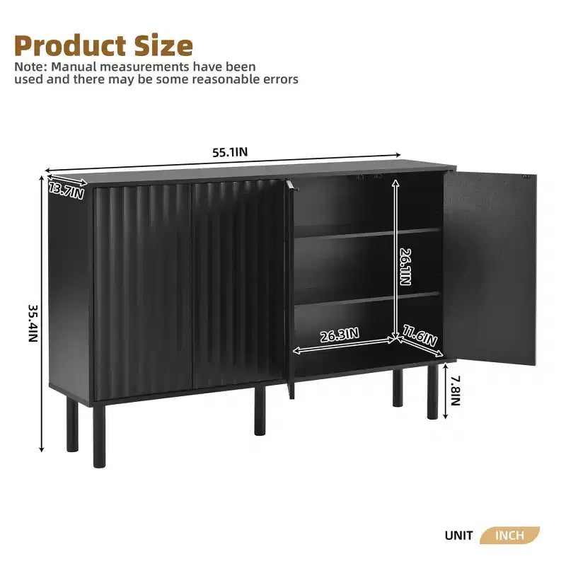 55 Mobile Scarpiera da Ingresso, Scarpiera a 3 Livelli con 4 Ante, Credenza Buffet con Ripiani Regolabili per Corridoio Soggiorno