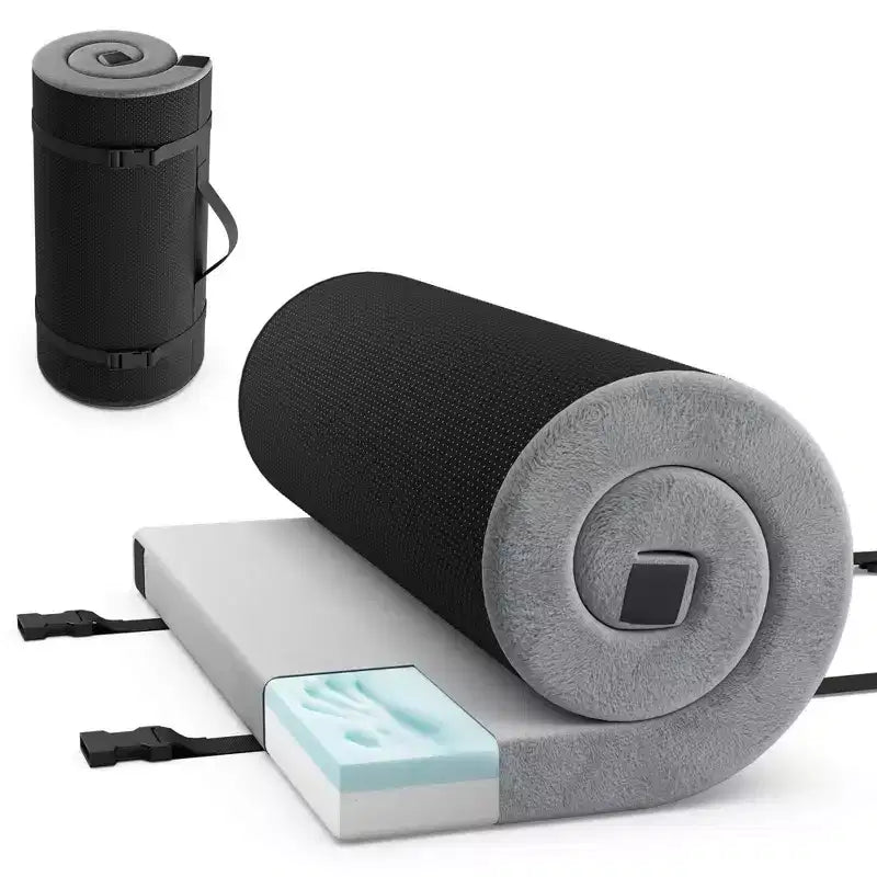 Materasso da campeggio in memory foam Costway con fondo antiscivolo e borsa da viaggio per dormire all'aperto grigio/blu