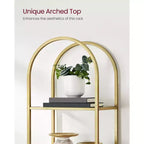 VASAGLE Scaffale a 5 Ripiani, Unità Scaffale in Vetro Temperato, Design ad Arco