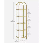 VASAGLE Scaffale a 5 Ripiani, Unità Scaffale in Vetro Temperato, Design ad Arco