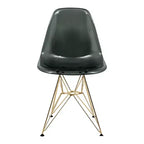 LeisureMod Cresco Sedie da pranzo moderne in acrilico (set da 4) Base cromata dorata Eiffel, eleganti sedie d'accento per sale da pranzo e cucine contemporanee