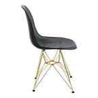 LeisureMod Cresco Sedie da pranzo moderne in acrilico (set da 4) Base cromata dorata Eiffel, eleganti sedie d'accento per sale da pranzo e cucine contemporanee