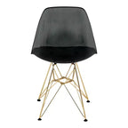 LeisureMod Cresco Sedie da pranzo moderne in acrilico (set da 4) Base cromata dorata Eiffel, eleganti sedie d'accento per sale da pranzo e cucine contemporanee