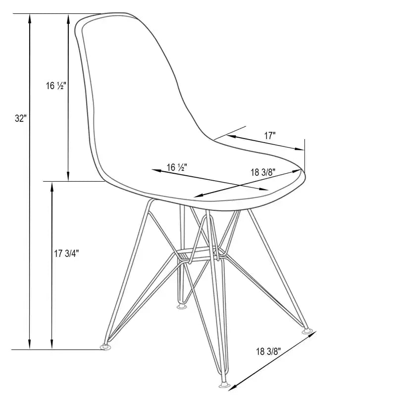 LeisureMod Cresco Sedie da pranzo moderne in acrilico (set da 4) Base cromata dorata Eiffel, eleganti sedie d'accento per sale da pranzo e cucine contemporanee