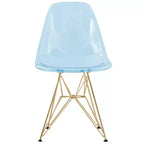 LeisureMod Cresco Sedie da pranzo moderne in acrilico (set da 4) Base cromata dorata Eiffel, eleganti sedie d'accento per sale da pranzo e cucine contemporanee