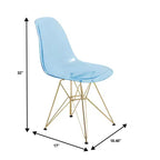 LeisureMod Cresco Sedie da pranzo moderne in acrilico (set da 4) Base cromata dorata Eiffel, eleganti sedie d'accento per sale da pranzo e cucine contemporanee