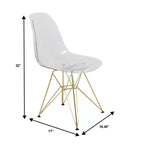 LeisureMod Cresco Sedie da pranzo moderne in acrilico (set da 4) Base cromata dorata Eiffel, eleganti sedie d'accento per sale da pranzo e cucine contemporanee