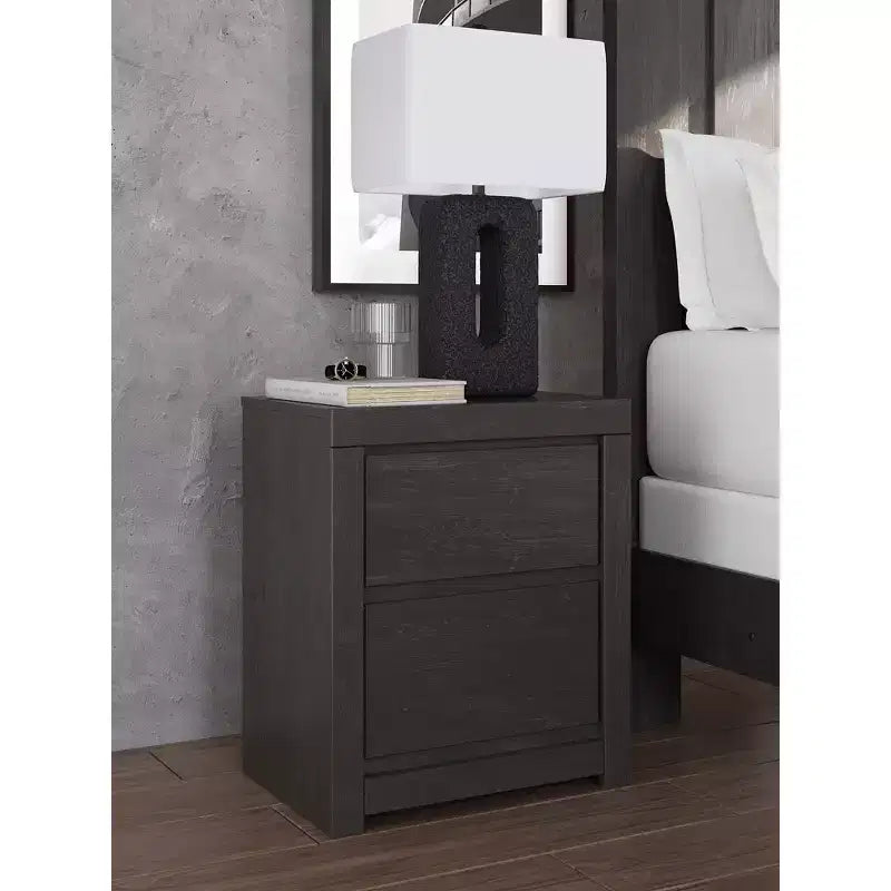 Comodino Signature Design by Ashley Candanew a 2 cassetti con porte di ricarica USB, grigio antracite