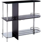 Kings Brand Furniture Tavolo da bar con portabottiglie, 3 ampi ripiani e due ripiani in vetro temperato