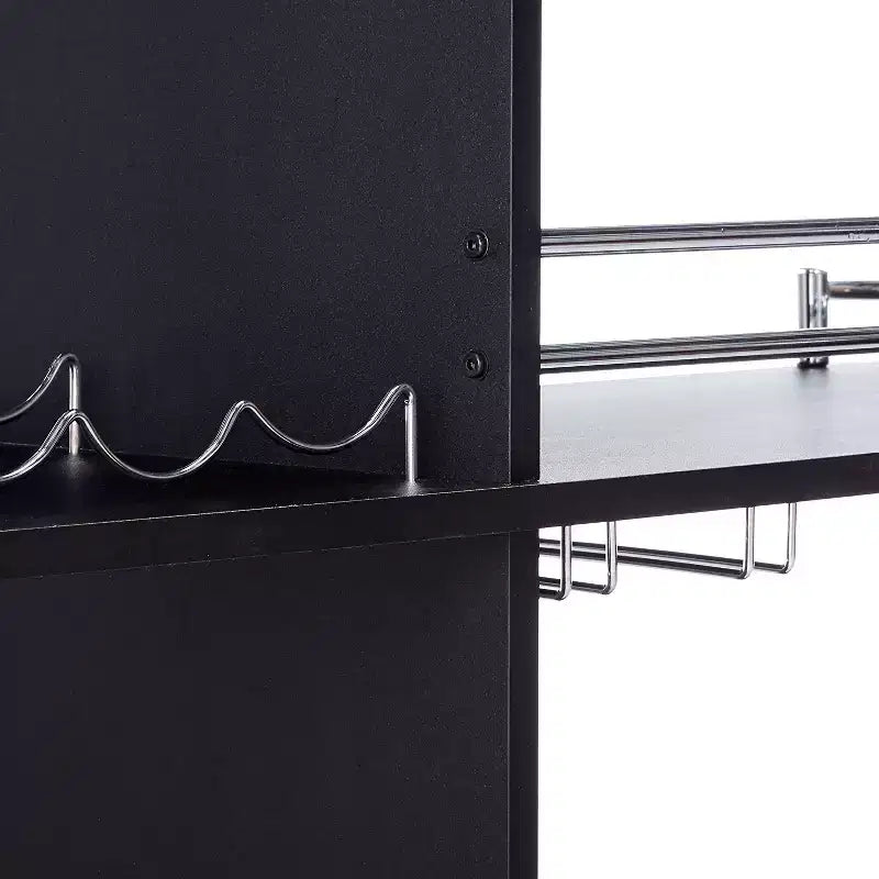 Kings Brand Furniture Tavolo da bar con portabottiglie, 3 ampi ripiani e due ripiani in vetro temperato