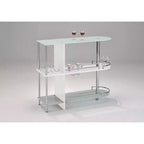 Kings Brand Furniture Tavolo da bar con portabottiglie, 3 ampi ripiani e due ripiani in vetro temperato
