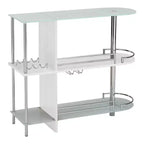 Kings Brand Furniture Tavolo da bar con portabottiglie, 3 ampi ripiani e due ripiani in vetro temperato