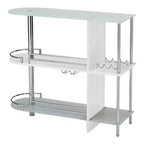 Kings Brand Furniture Tavolo da bar con portabottiglie, 3 ampi ripiani e due ripiani in vetro temperato