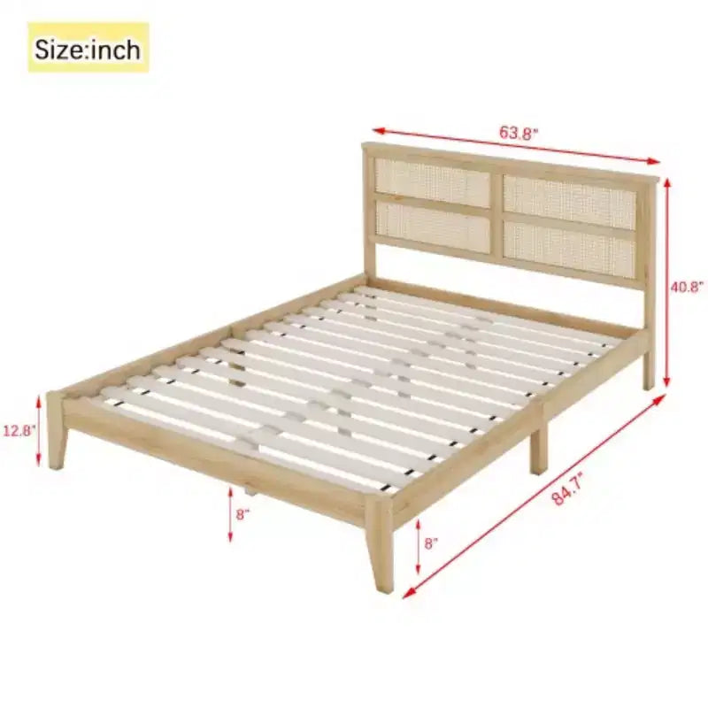 Letto matrimoniale realizzato in legno di gomma per la massima durata