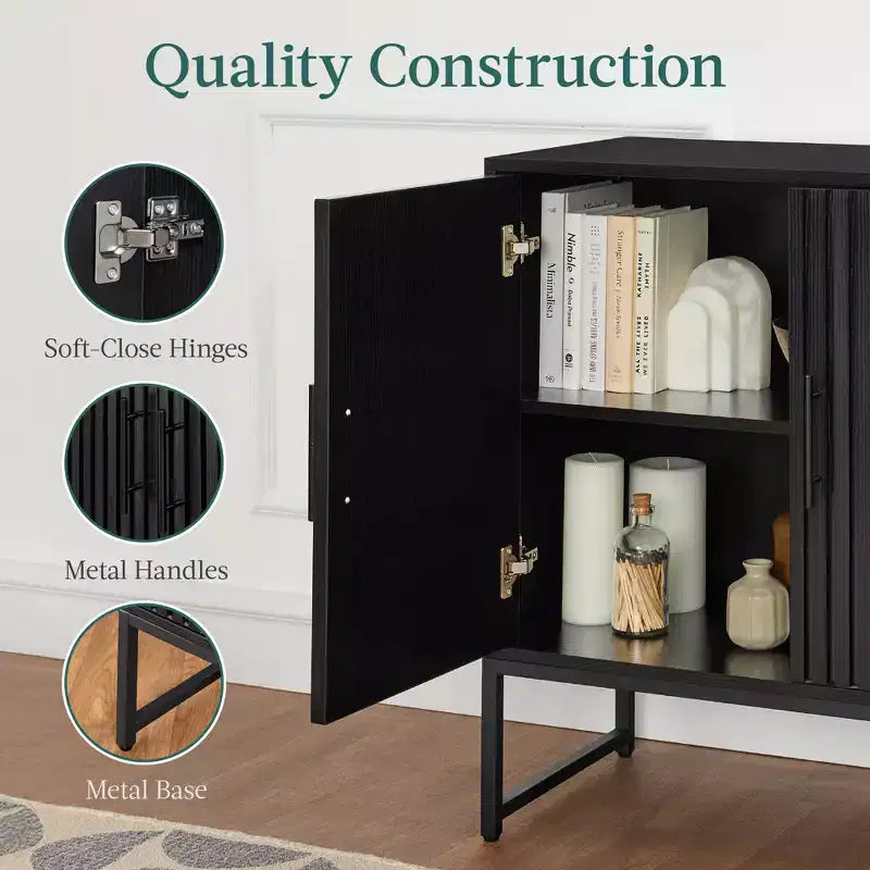 Mobiletto contenitore a due ante con lamelle Best Choice Products, mobile d'accento con piedini antigraffio
