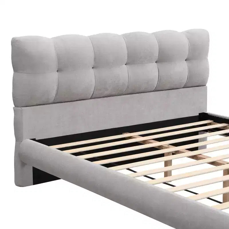 Christopher Knight Home Ansha Letto a Piattaforma Moderno in Ciniglia Imbottita con Struttura in Legno di Gomma e Testiera