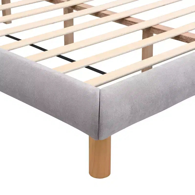 Christopher Knight Home Ansha Letto a Piattaforma Moderno in Ciniglia Imbottita con Struttura in Legno di Gomma e Testiera