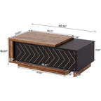 Tavolino da caffè estensibile Lantine, Tavolino centrale regolabile e reversibile in legno da 42-65 pollici con 2 cassetti portaoggetti per soggiorno