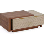 Lantine Extendable Coffee Table, 42-65 Adjustable Reversible Wood Center Table with 2 Storage Drawers for Living Room